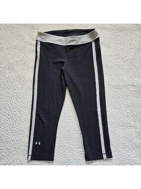 Womens M Under Armour HeatGear Compression Black Gray Capris